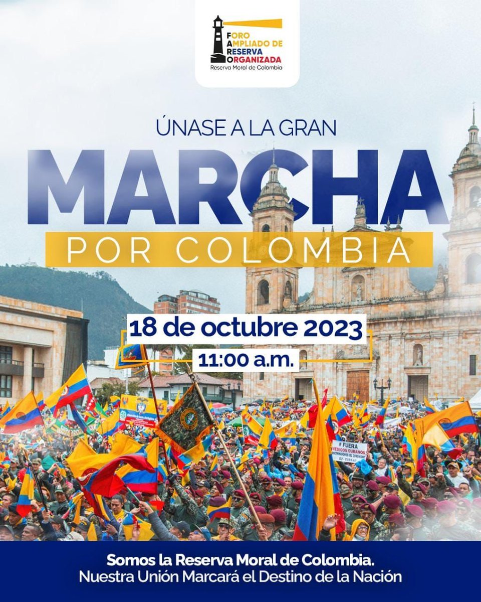 ManuelJVelez's tweet image. Quedó confirmado gran Marcha Nacional de carácter Urgente el 18 de Octubre
Contra @petrogustavo el cual se salió de control, no podemos permitir que el pueblo de Colombia pague las consecuencias nacional e internacional por culpa de sus loqueras y Desgobierno 🔁