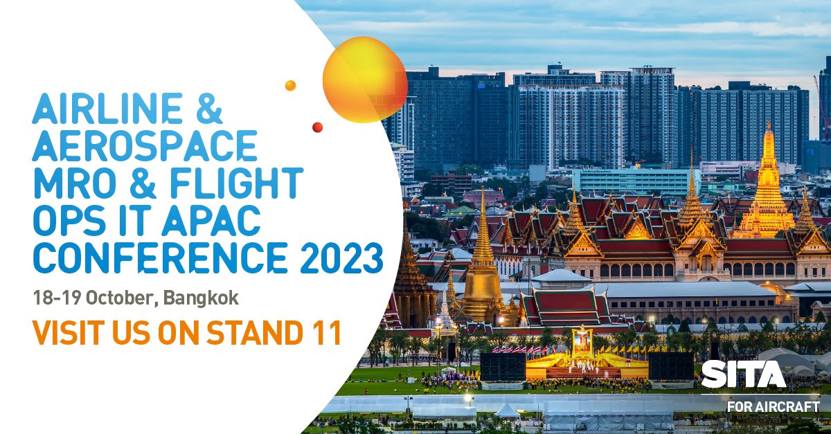 SITAonline's tweet photo. We are thrilled to be attending the Aircraft Commerce conference in Bangkok this week. Find us at booth 11 and join our vendor showcases on #FuelEfficiency and #EFBSolutions, as well as a case study on #FlightEfficiency. See you there! https://t.co/t5NkNLmjxH