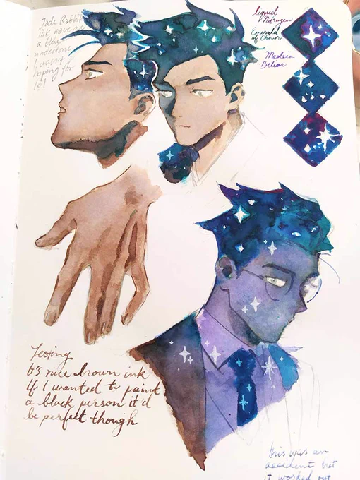I've been messing around with inks and I've got blue ink everywhere but I'm living