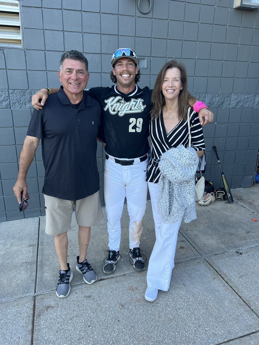 CalabroTom's tweet photo. @acalabro223 looks good in @UCF_Baseball  black &amp; gold if I say so myself! So great for @CromwellCalabro &amp; I drive to see him play.  Up to his old tricks  #GKCO⚔️ https://t.co/iHyvH2ywmf