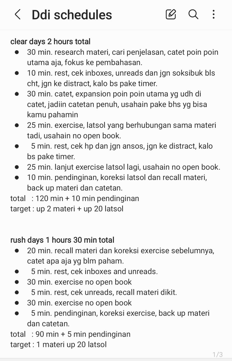 Gowjjes's tweet photo. metode self studies by me.

ini menurut preference dan kenyamanan pribadi, restnya emng cukup lama soalnya masih ada kerjaan diluar belajar. ga harus dikerjain satu waktu, ada 3 tipe studies soalnya nyesuaiin sm jadwal yg bisa berubah kapan aja. hope it helps, semangat. https://t.co/4Aca0rNCGF