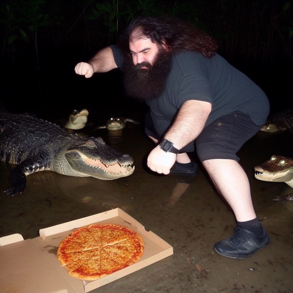 mellow_taco's tweet photo. @AvoidThePuddle good job getting your pizza back from those gators man https://t.co/dYwQRA8p8B