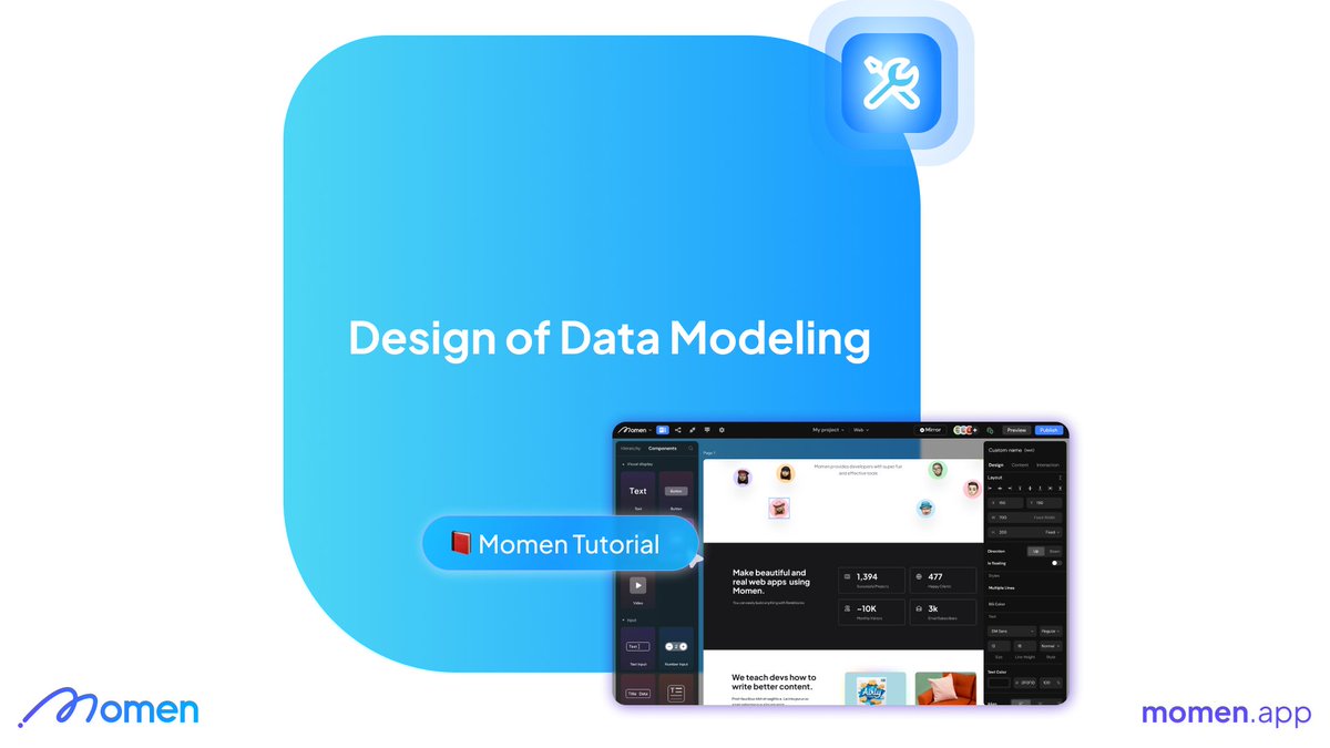 Momen_HQ's tweet image. 🌟Explore #Momen's data model design capabilities.

👀We will provide a step-by-step overview of table creation, establishing inter-table relationships, and implementing data constraints to maintain data integrity.

🔍Check it now: docs.momen.app/onboarding/dat…
#nocode #datamodel