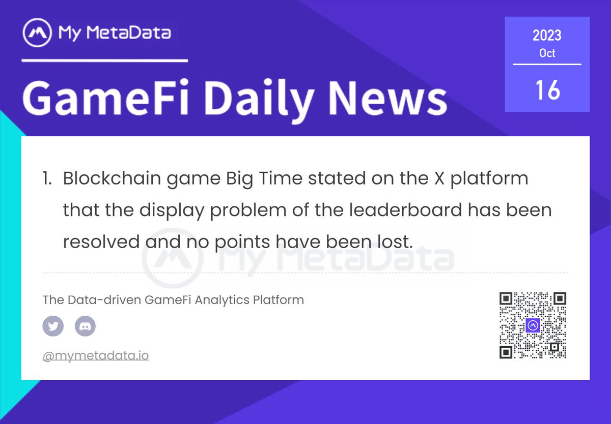 Today's News:
#GameFi #BlockchainGaming #bigTime