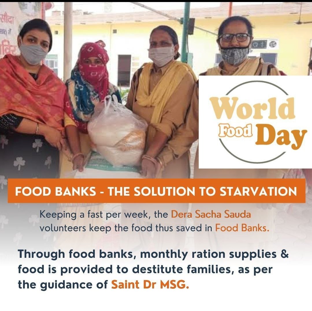 Rinki_1989's tweet photo. Dera Sacha Sauda  #WorldFoodDay, let's pledge not to waste food and become food heroes for the needy!
#WorldFoodDay
#FoodBank
#DSS_Org
@SaintDr.msg
@honeypreetInsan https://t.co/992w4y696A