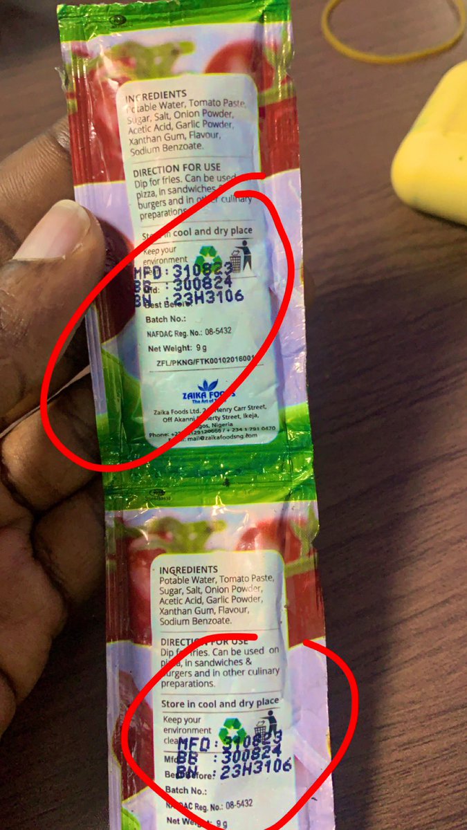 olyyzy's tweet photo. Bought some snacks recently from a very much known restaurant and behold the manufacturing and expiring date on the #ketchup is alarming 😩. Always double check to be sure what you consuming is safe. @Gidi_Traffic pls share https://t.co/NGARk9ci9u