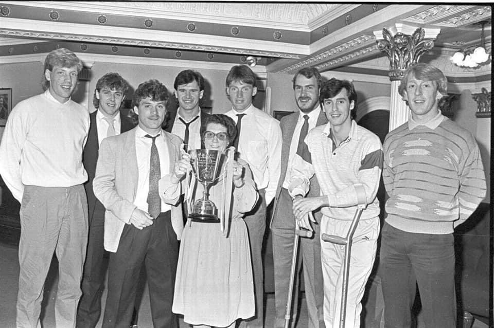 Love this photo. My Nan presenting the player of the year trophy 1985 love that I get to carry on this tradition for her #htafc