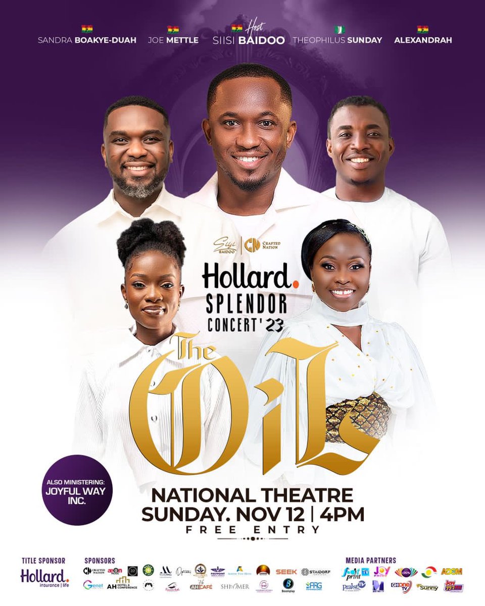 We gather at the National Theatre on the 12th of November at 4pm, to give God our best in worship and prayer.
The Hollard Splendor Concert 2023 will be an unforgettable experience.

Make a date with us. 

#HollardSplendorConcert
#SiisiBaidoo
#Nov12