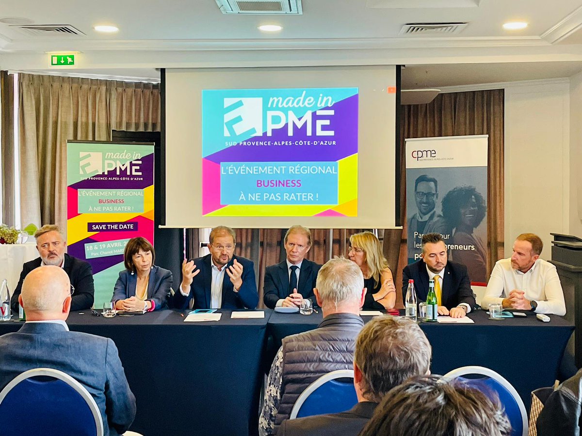 CPMESUD's tweet image. 📢 Conférence de presse du vendredi 13 octobre 2023- lancement salon : "Made in PME Sud" !🌟  
📆À vos calendriers ! Venez participer au Salon "Made in PME sud" qui se tiendra les 18 et 19 avril au Parc Chanot. 📆