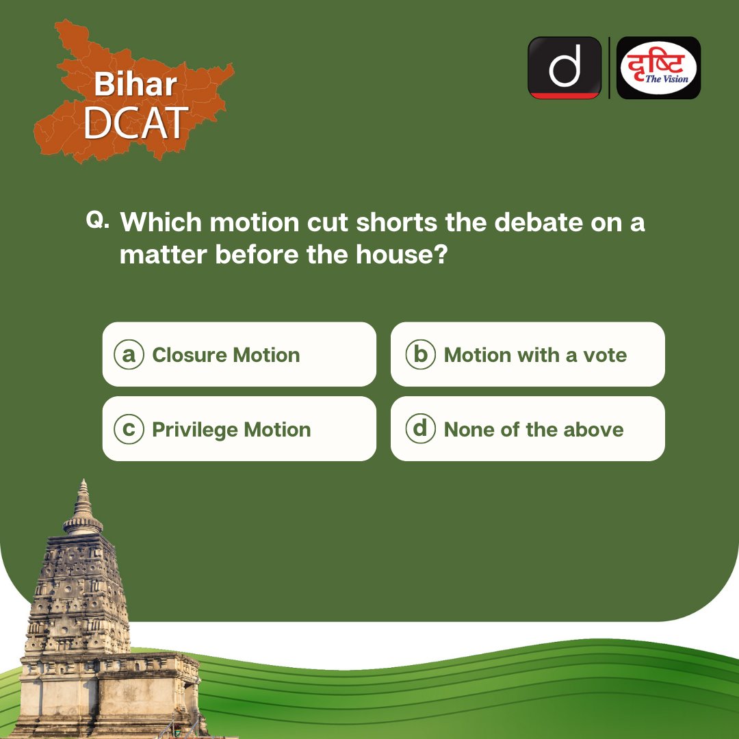 DrishtiPCS's tweet photo. Find the solution to this quiz in our #Bihar #DCAT magazine. Get your copy of this magazine to ace the #BPSC exam today!
Check the link to the sample pdf here: https://t.co/Vav5vQTeKC
#IAS #PCS #UPSC #India #BiharPCS #CurrentAffairs #News #MotionCut #StatePCS #DrishtiIAS https://t.co/SPVuIBR3RL