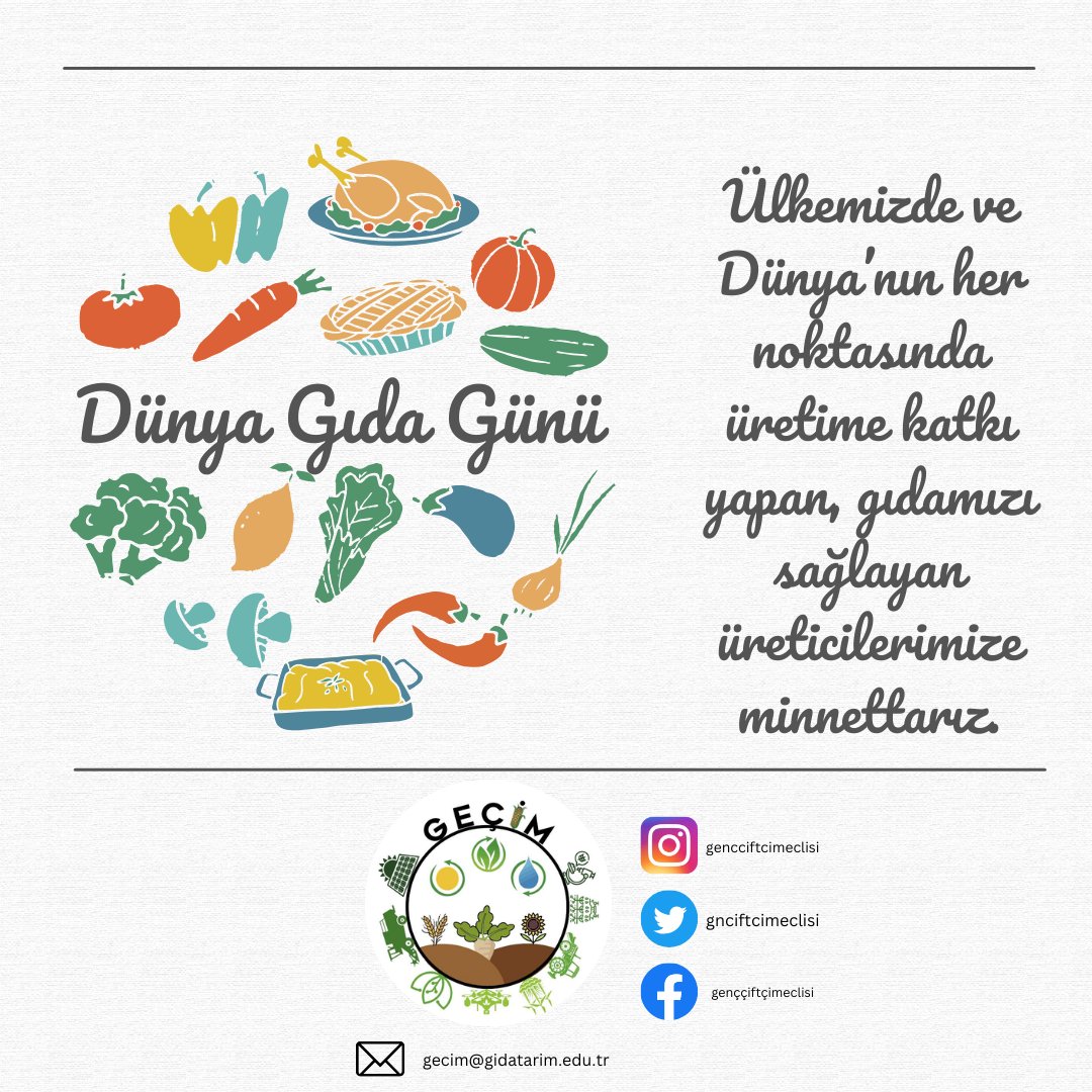 Ülkemizde ve Dünya’nın her noktasında üretime katkı yapan, gıdamızı sağlayan üreticilerimize minnettarız.
#DünyaGıdaGünü