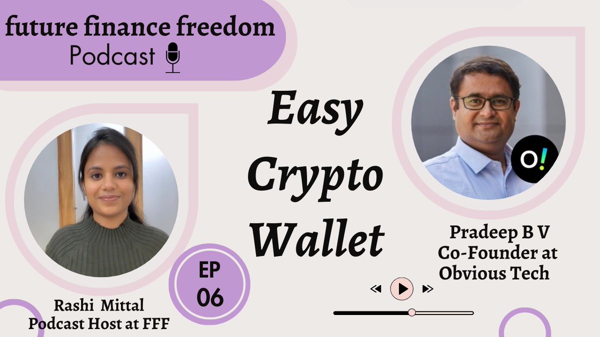 🚨New pod is out🎙️Ep06 with <a href="/pradeepbv/">Pradeep B V</a> Co-Founder <a href="/itsobvioustech/">Obvious⚡️ | obv.id</a>

We touched on :
*How is Obvious making easier than other #Crypto wallets
*Seedless Recovery
*Pay gas fee in any token

and more...

Full Episode✨
Watch yt.oia.bio/easiestcryptow…
Listen spotify.oia.bio/easiestcryptow…
