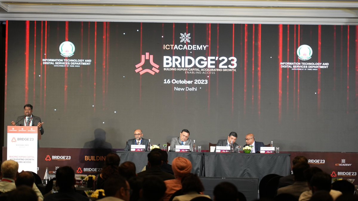 AICTE_INDIA's tweet image. AICTE Chairman Prof. @SITHARAMtg attends the 53rd Edition of ICT Academy BRIDGE Conference 2023 as a Guest of Honor in New Delhi. 

He addressed the gathering on the theme &quot;Building Human Capital for a Trillion Dollar – Digital Economy&quot;. 

#ictacademy #ictbridge53…