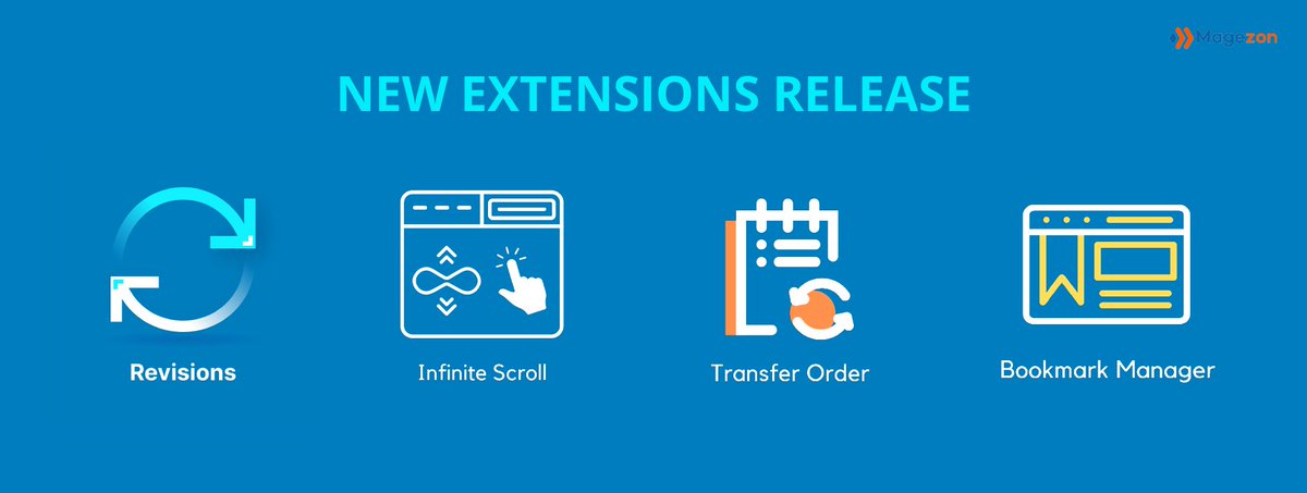 magezonvn's tweet image. [New Release] 
✅Revisions: magezon.com/magento-2-revi…
✅Infinite Scroll: magezon.com/magento-2-tran…
✅Transfer Order: magezon.com/magento-2-infi…
✅Bookmark Manager: magezon.com/magento-2-book…
#TransferOrder #revisions #infinitescroll #bookmarkmanager #Magento2Extension