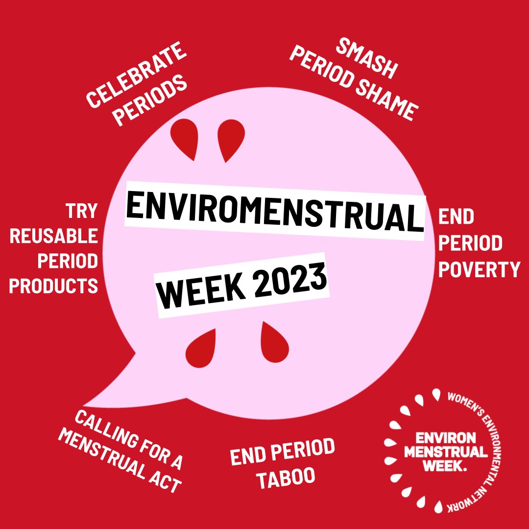 📍It's #ENVIRONMENSTRUALWEEK! 🎈

Healthy, Eco-Friendly Period products for all! 👏 Smashing Period Shame! 👏Ending period poverty! 👏Calling for a Menstrual Health Act! 👏 CELEBRATING PERIODS! 

Jump aboard and join us! Find out more: wen.org.uk/environmenstru…

#MenstrualActNow