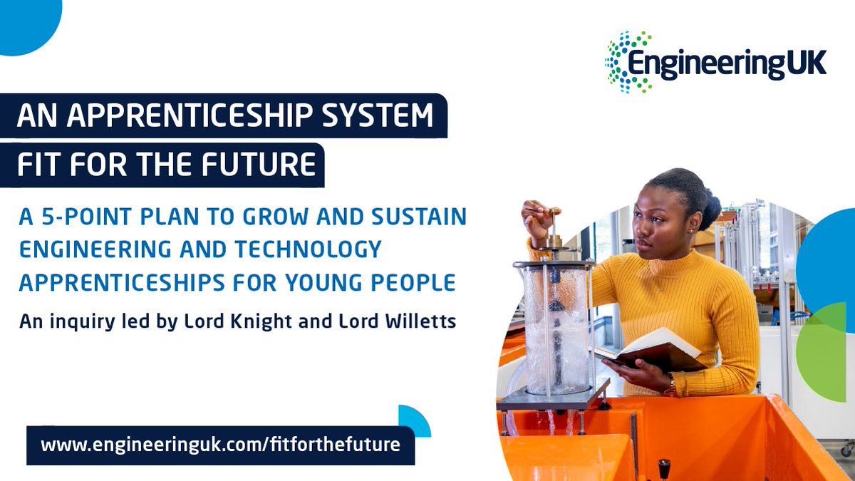 Led by Lord Knight and Lord Willetts, we’ve launched our latest report investigating the decline in apprenticeship starts over recent years and the actions needed to achieve growth in the engineering, manufacturing and technology sector.

Read the report: bit.ly/3X3jOEa