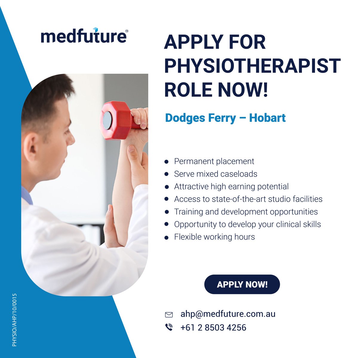 #Physiotherapist vacancies are available in #Hobart. Discover the latest medical and healthcare professional job vacancies found in Australia & New Zealand when you subscribe with #Medfuture.

Apply Link - medfuture.com.au/job/permanent

#PhysioJobs #HobartJobs #MedcareJobs