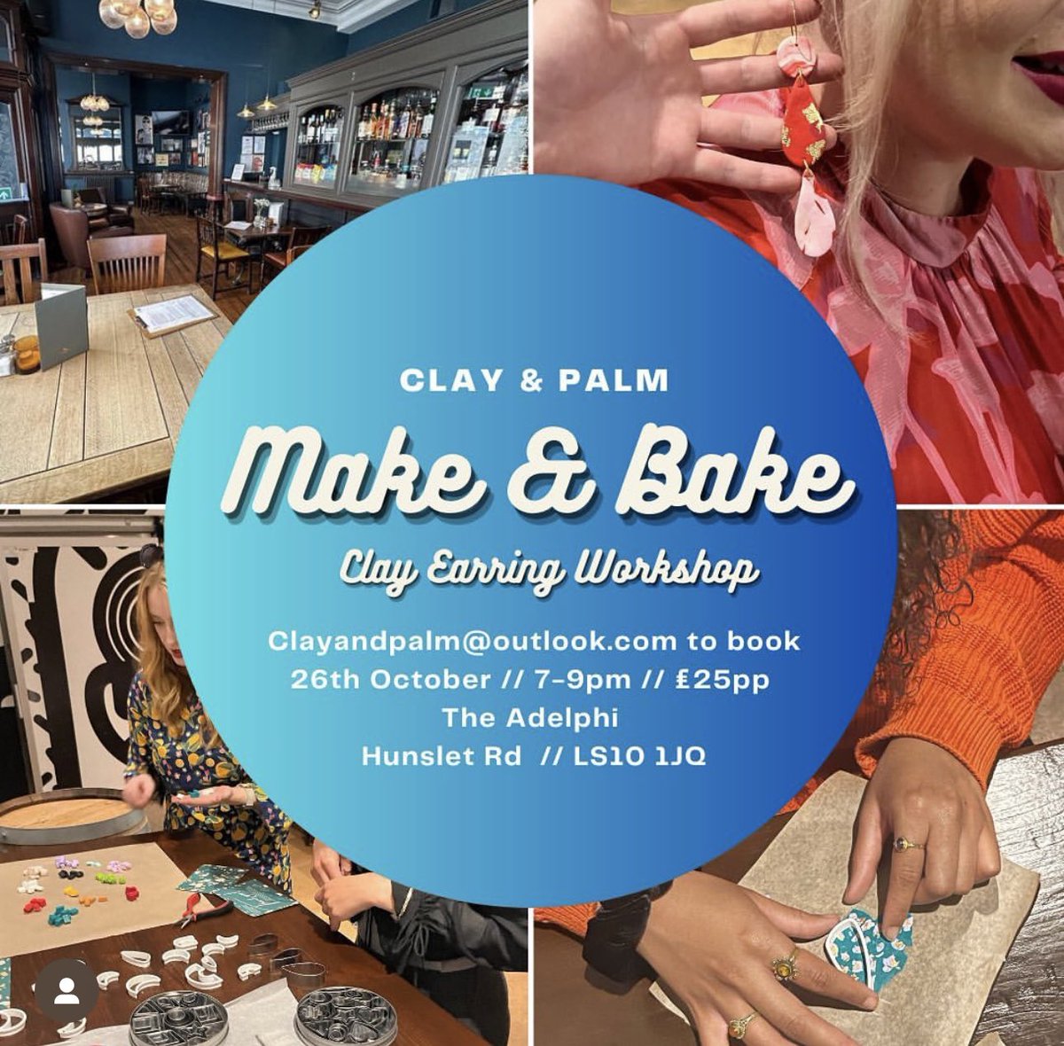 Only a couple of tickets left for this lovely Make &amp; Bake Clay Earring workshop!
Go follow @clayandpalm on Instagram, or email clayandpalm@outlook.com to book tickets 🧑🏻‍🎨