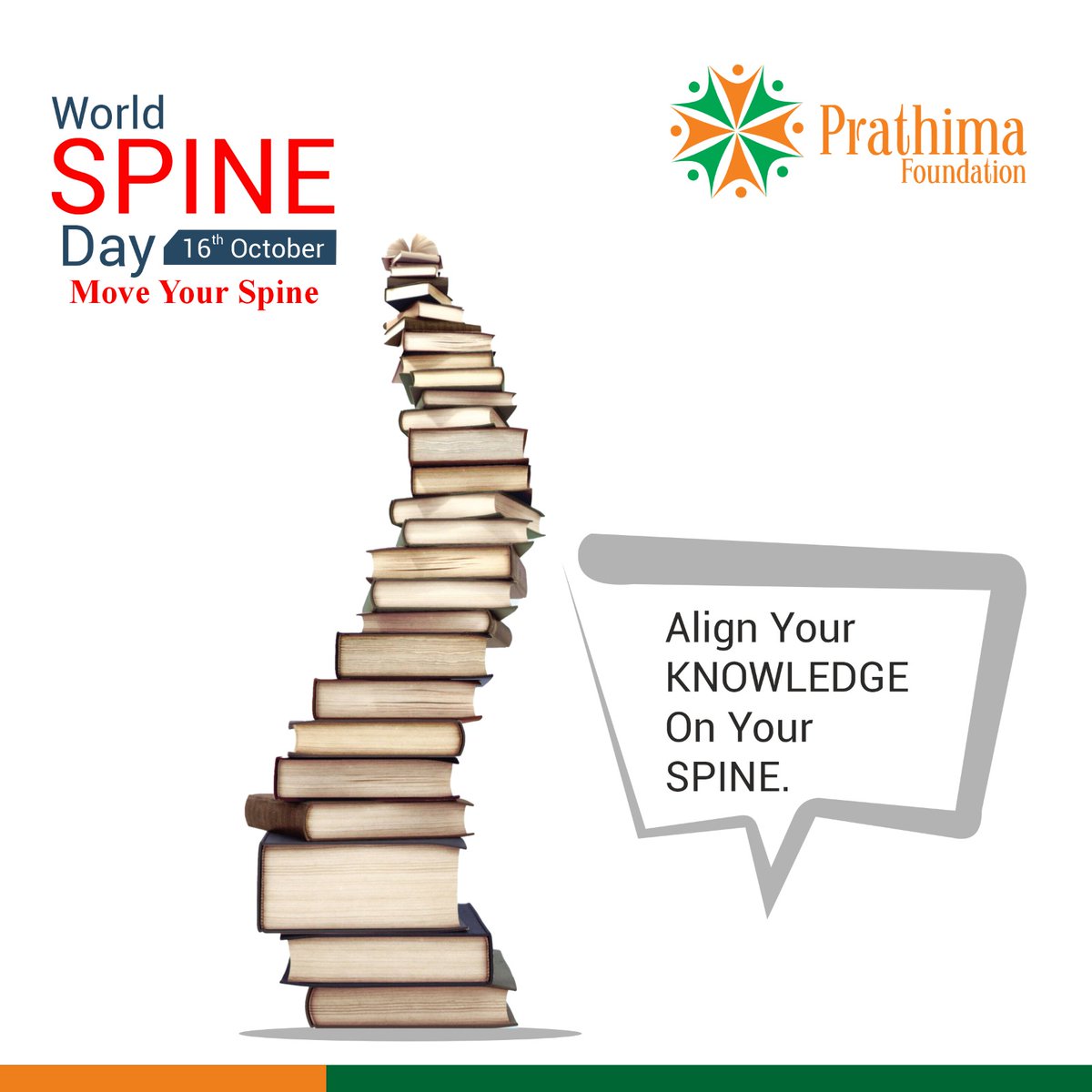 Align Your KNOWLEDGE On Your SPINE.

#WorldSpineDay #LoveYourSpine #HealthyBack #SpineHealth #BackPainAwareness #PostureMatters #StrongBack #SpinalHealth #BackCare #Move4YourSpine #SpineAwareness #trending #trendingnow #prathimafpundation #prathima #PF