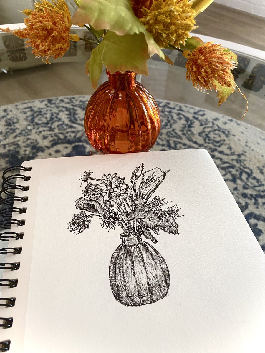 #AutumnVibes #inktober2023 #fallcolors #penart #flowers #autumn #prettyart #sketchart #pumpkinseason