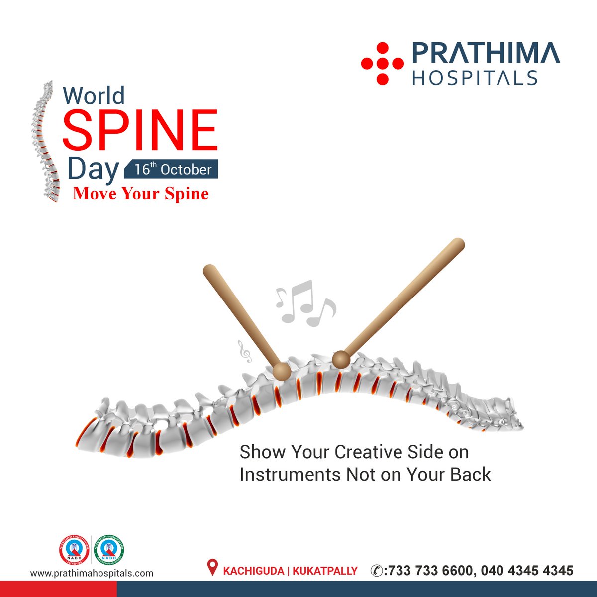 Show Your Creative Side on Instruments Not on Your Back.

Consult Our Doctors for Checkup
📅:: prathimahospitals.com/book-appointme…
📞:: 733 733 6600 | 040 4345 4345

#WorldSpineDay #LoveYourSpine #HealthyBack #SpineHealth #BackPainAwareness #PostureMatters #StrongBack  #prathimahospitals #ph