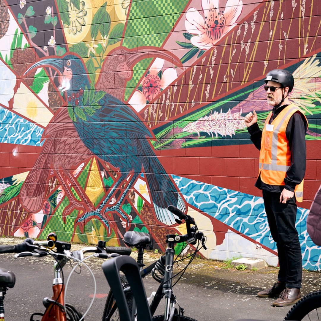 This past weekend we ran a Boon Arts Bike Tour, commissioned by Hamilton City Council in celebration of Biketober! If you have a group keen on having a similar experience, please get in contact with us, we love hooking people up with custom mural tours!! (Photos by Zhai Yu)