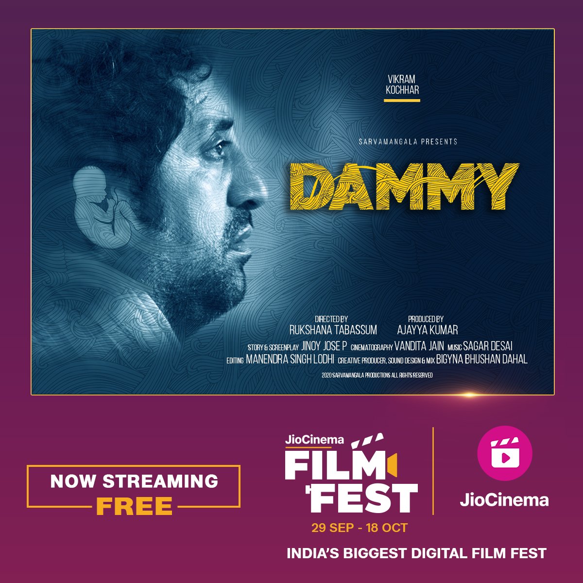 CinemaRare (@cinemararein) on Twitter photo Short film #Dammy (2021) by <a href="/rukshanatab/">Rukshana Tabassum</a>, ft. <a href="/vikkochhar/">Vikram kochhar</a> #AmaayaChoubey #BramhiaMishra & #PritiJhaTiwari, now streaming on <a href="/JioCinema/">JioCinema</a>.
<a href="/jinoyjosep/">Jinoy Jose P. (ജിനോയ് ജോസ് പി.)</a> <a href="/saggydcomposer/">Sagar</a> Short film #Dammy (2021) by <a href="/rukshanatab/">Rukshana Tabassum</a>, ft. <a href="/vikkochhar/">Vikram kochhar</a> #AmaayaChoubey #BramhiaMishra & #PritiJhaTiwari, now streaming on <a href="/JioCinema/">JioCinema</a>.
<a href="/jinoyjosep/">Jinoy Jose P. (ജിനോയ് ജോസ് പി.)</a> <a href="/saggydcomposer/">Sagar</a>