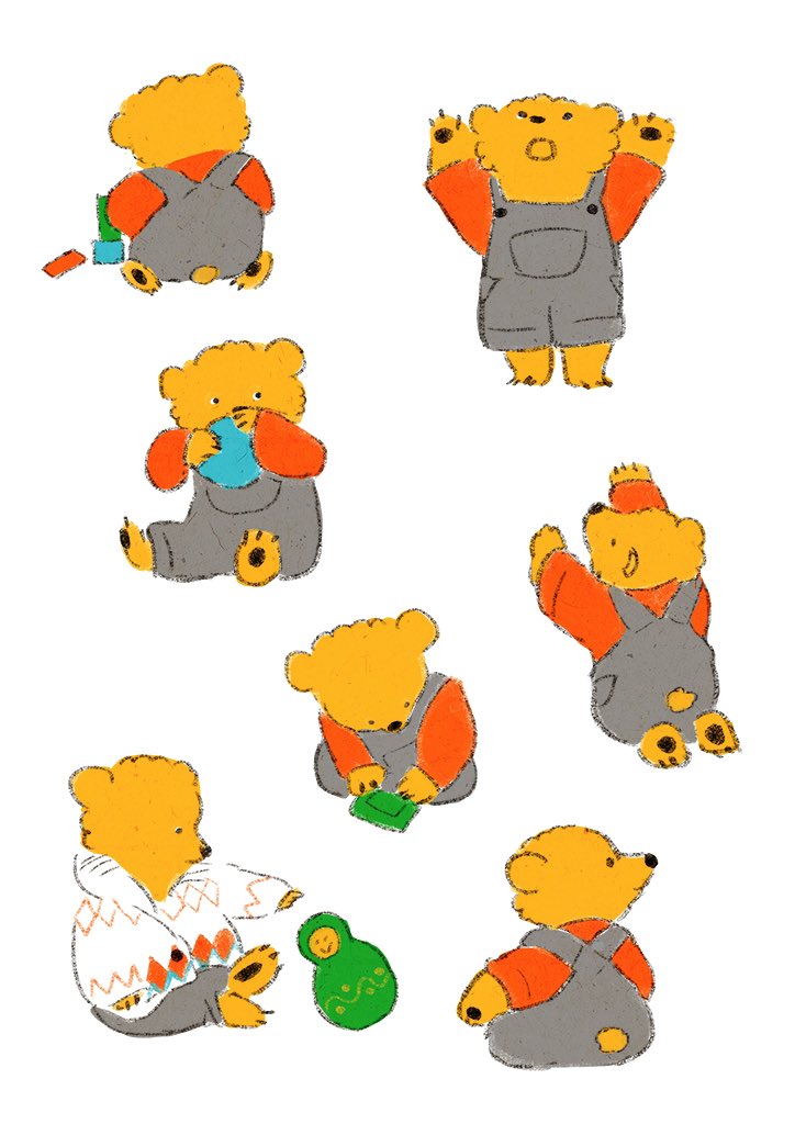 「#このタグを見た人は黙って熊をはる 描いてるイラスト8割クマなので選びきれない、」|ももろ　4／20発売絵本「パンダのパクパクきせつのごはん」のイラスト