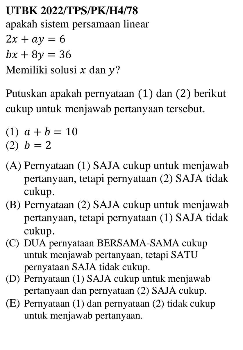 wangsitomjero's tweet photo. Cukup 1 detik kalo jawab soal spt ini.

Hayo latih bernalar, bukan banyakin materi.
Krn di UTBK skrg lebih ke arah bernalar dan berliterasi, bukan banyakin hafalan teori. https://t.co/enffGTYHKU