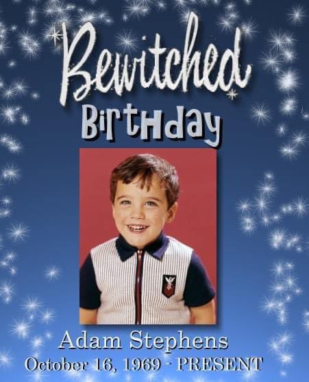 HAPPY BIRTHDAY, ADAM STEPHENS! Darrin and Samantha's second child, first son, was born in the S6 ep 'And Something Makes Four' which aired 54 years tonight (10/16/69). In S8 'Adam, Warlock or Washout' we discover that Adam has supernatural powers. 

#Bewitched  #AdamStephens