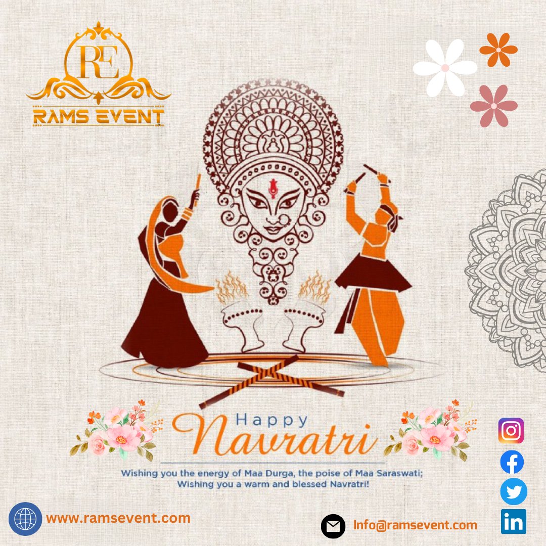 RamsEventalw's tweet photo. Happy Navratri! Wishing you a joyous and blessed celebration at Rams Event. May Maa Druga's blessings fill your life with happiness and success.
#Navratri2023 #Navratri #GarbaNights #garbafestival #ramsevent #weddingplanner #navratrispecial https://t.co/7VIG2hNdQZ