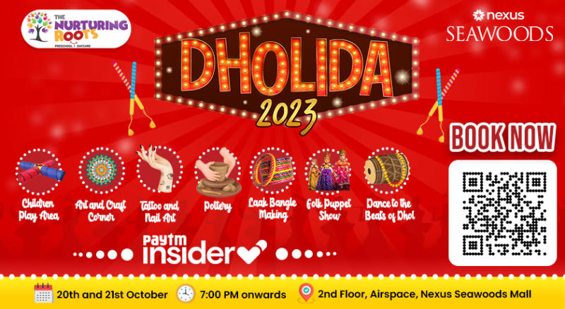 Nexus Seawoods (@sgcmall) on Twitter photo The Biggest Family Dandiya Event
Presented by Nexus Seawoods Mall in collaboration with The Nurturing Roots!
Date:20th & 21st Oct 2023
Time:6pm-10pm
Venue:2nd Floor, Airspace Parking Area, Nexus Seawoods Mall.
Click on the link below. 
insider.in/dholida-2023-n… The Biggest Family Dandiya Event
Presented by Nexus Seawoods Mall in collaboration with The Nurturing Roots!
Date:20th & 21st Oct 2023
Time:6pm-10pm
Venue:2nd Floor, Airspace Parking Area, Nexus Seawoods Mall.
Click on the link below. 
insider.in/dholida-2023-n…