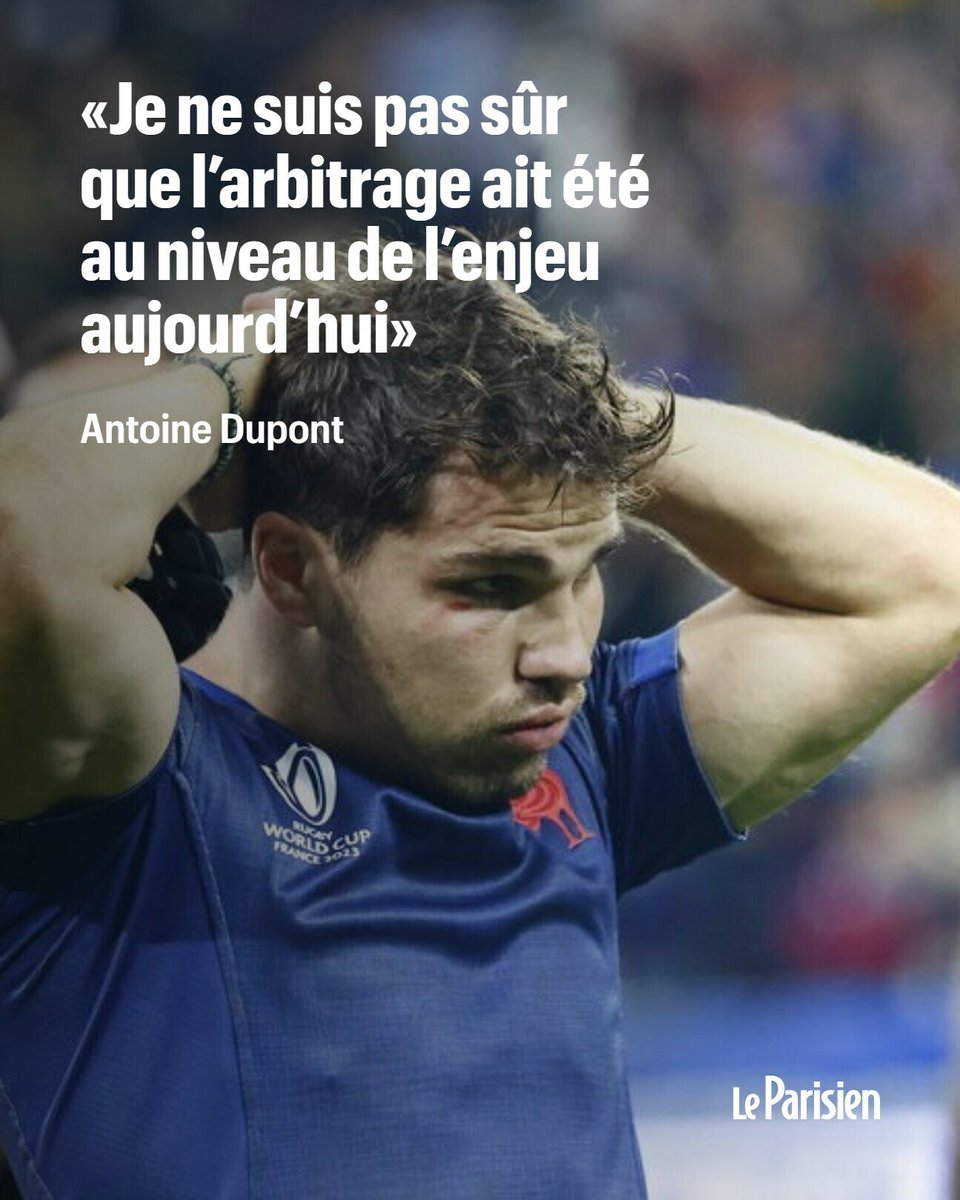 le_Parisien's tweet photo. Ce qu'a dit Antoine Dupont en conférence de presse après l’élimination des Bleus ➡️ https://t.co/psqOnnKcXl

#RWC2023 #FRAvsRSA

📸 LP/Olivier Corsan https://t.co/9SnMlzUTt1