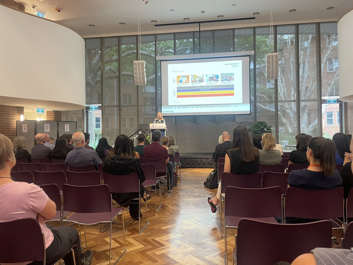 @DaffodilCentre Director @Karen_Canfell presenting at the @syd_health FMH Research Centres Networking Event giving an overview of the #DaffodilCentre 🌼