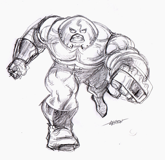 #AbandonedDoodles #UnfinishedSketches #TheJuggernaut
One unfinished drawing that I did that I want to someday redraw is this image of Juggernaut.  This rough image was drawn about 27 years ago!