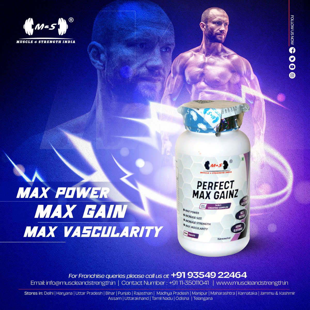 muscle_strengt's tweet photo. Ignite your power with PERFECT MAX GAINZ Muscle Building Tablets! #muscleandstrengthindia #muscleandstrengthindiaofficial #gain #fitness #bodybuilding #nutrition #gym #health #workout #protein #healthylifestyle #vitamins #fit #MaximizeYourGains #StrengthDefined https://t.co/MT98z163Ie