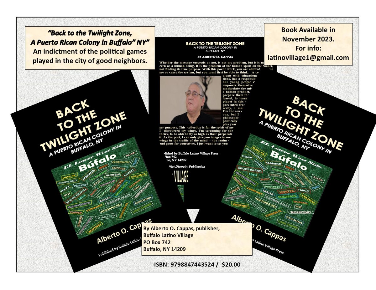 latinovillage's tweet photo. Book Release November 2023 -- "Back to the Twilight Zone, a Puerto Rican Colony in Buffalo, NY: https://t.co/hKfUbVdmNp