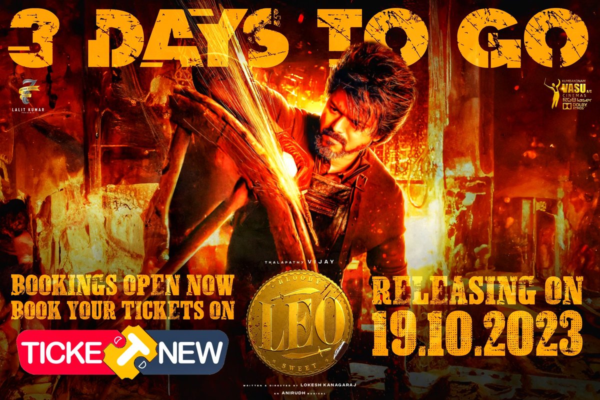 vasutheatre's tweet image. 3 Days to go #LeoAtVasu
#Leo #Vasu #DolbyAtmos