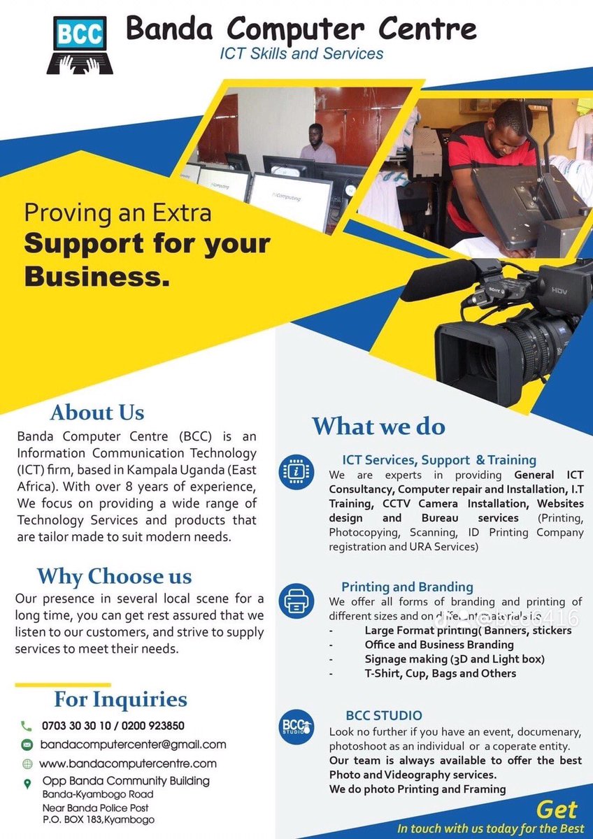 bandacomputerc1's tweet image. Happy new week🤗
BCC is open for you.
#iCTservices #largeformatprinting #computerbasictraining #BCC #printing #photocopying #AffordablePrices