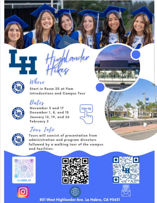 Highlander Hikes (school tours)- Class of 2028, reserve your spot to visit and tour the Home of the Highlanders!
docs.google.com/forms/d/e/1FAI…