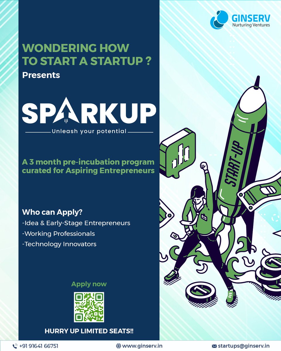 Ginserv2009's tweet photo. ✨ Join Sparkup, where innovation meets transformation. Apply today!

Link : https://t.co/W4ztCaJyo6

Last Date to Apply : 20th October 2023
Hurry Up Limited Seats only

For more Details connect us at +91 9164166751 or startups@ginserv.in. https://t.co/4vaHhlMtym