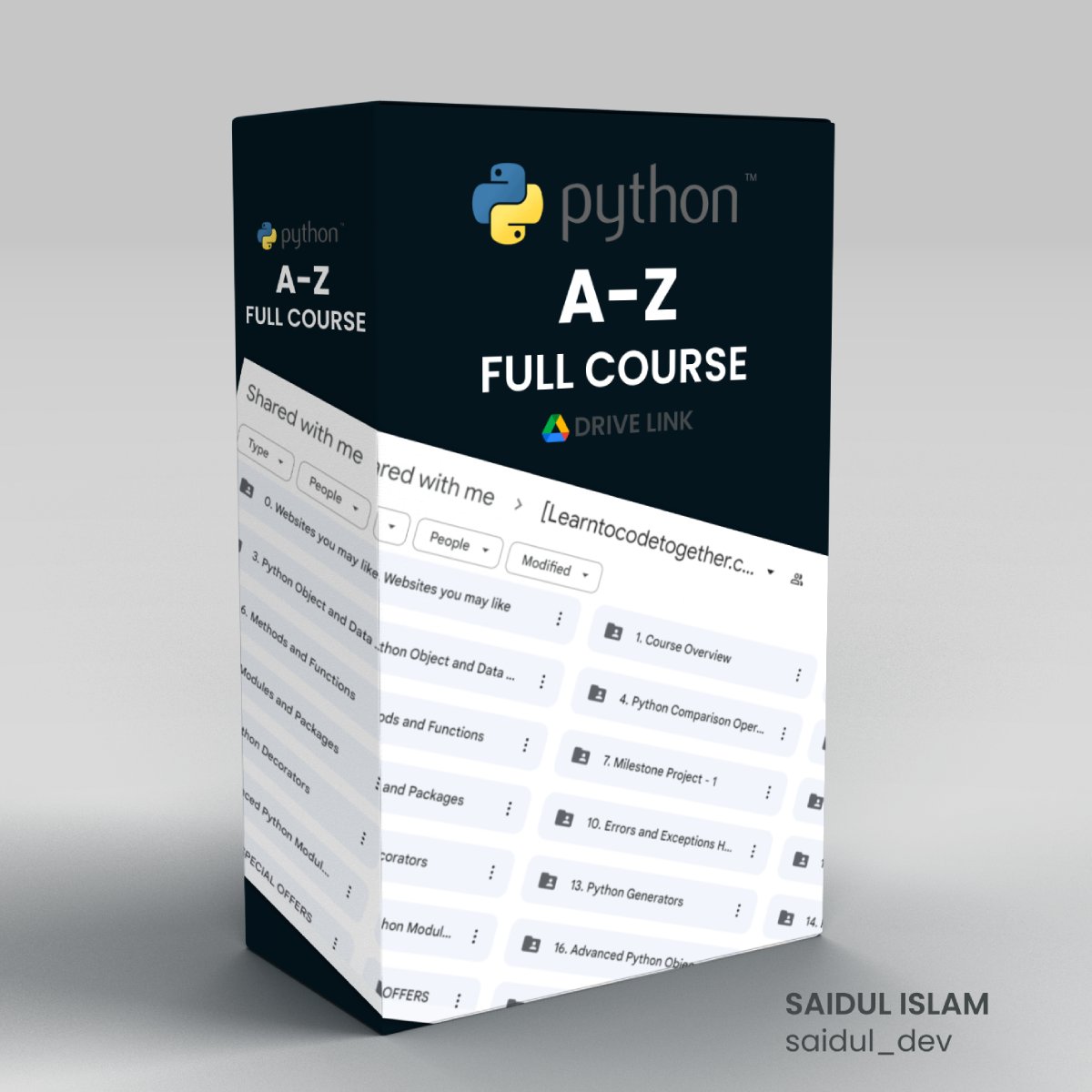 Python is a high-level programming language, but not easy to learn. To help you, I've created a comprehensive A to Z Full Course. Grab yours in : (Google Drive) Normally $150, but now FREE! To get: → Like, & Retweet → Reply 'course' → Follow me @saidul_dev for DM.