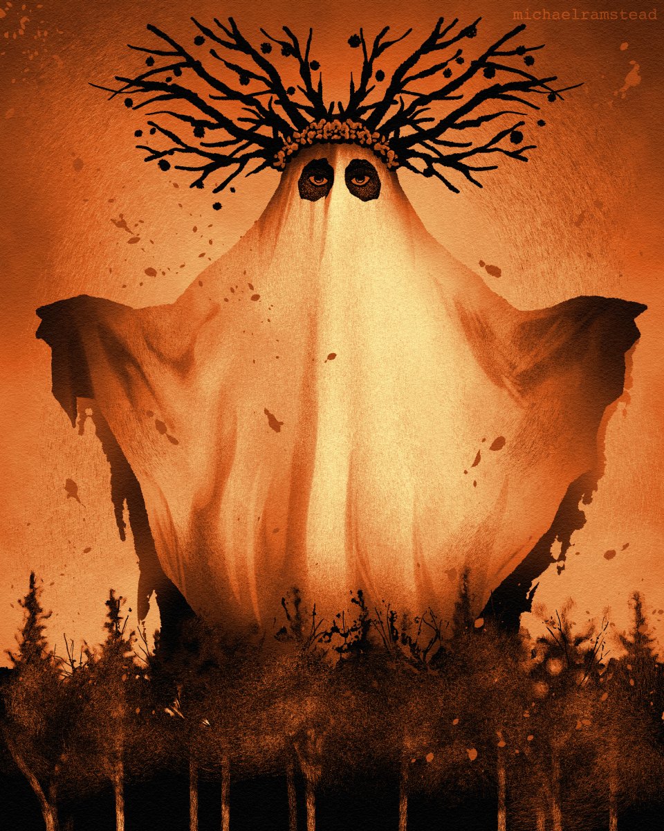 tree no humans ghost costume horror (theme) orange theme outdoors nature  illustration images