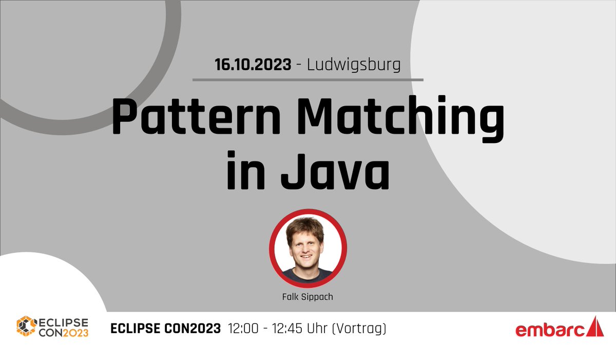 Pattern Matching in Java und warum brauchen wir algebraische Datentypen? Erfahrt mehr über dieses spannende Thema in dem heutigen Vortrag von @sippack auf der <a href="/EclipseFdn/">Eclipse Foundation</a>. 👉kurzelinks.de/topt
#EclipseCon2023 #pattern #matching #Java