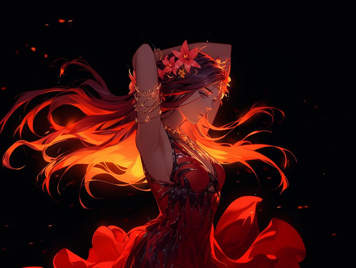 Lunasea_AI's tweet image. A dancing flame.🔥💃
#AzukiElementals #Aizuki