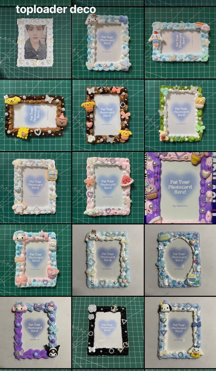 haefavo's tweet photo. ✨OPEN COMMISION TOPLOADER DECO ✨

halo haloo aku open commis toploader deco cream😆, harga start 20k (sesuai design). Toploader merk Sultan Clear Premium jadi kualitasnya sdh terjamin👍🏼👍🏼, yuk yg mau custom atau mau tanya tanya dulu bisa dm aku😻😻

wts toplo deco photocard pc https://t.co/Nm1wGWsA8s