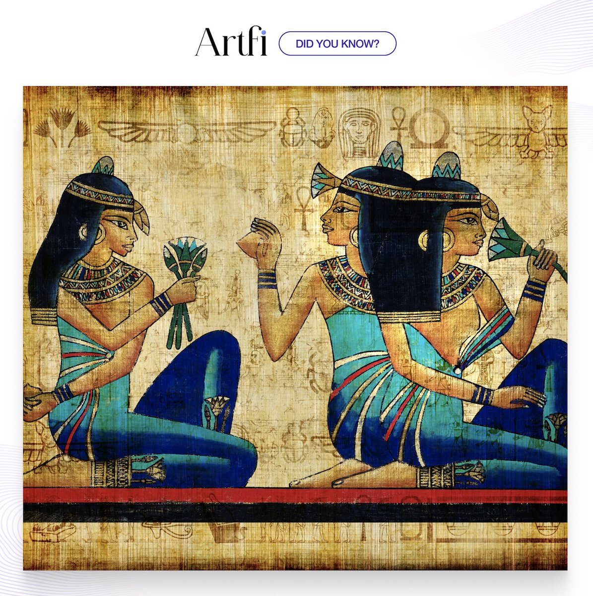 Did you know? The ancient Egyptians used a blue pigment called 'Egyptian blue' over 4,500 years ago, making it one of the world's first synthetic pigments. #EgyptianArtFacts #ArtScience #arthistory #artfacts