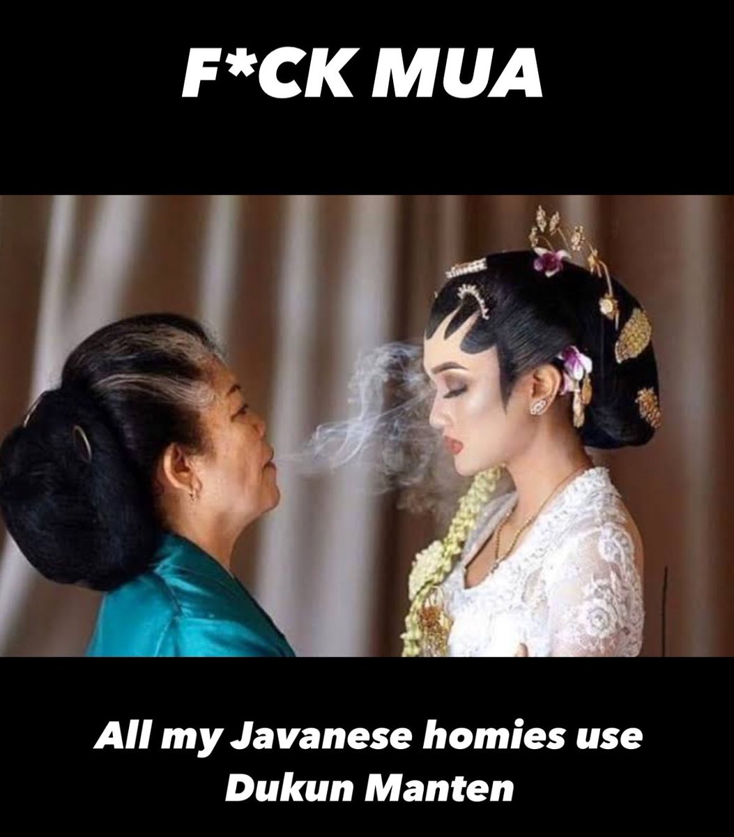 Make up artist:
> Berseni di wajah
> Menggunakan make up terbaik
> Cantik karena shading, contour, dll

Dukun manten:
> Sakti dan mistis
> Disebul asep udud ben ayu
> Cantik mergo aji ajian
> Suami tambah kepincut