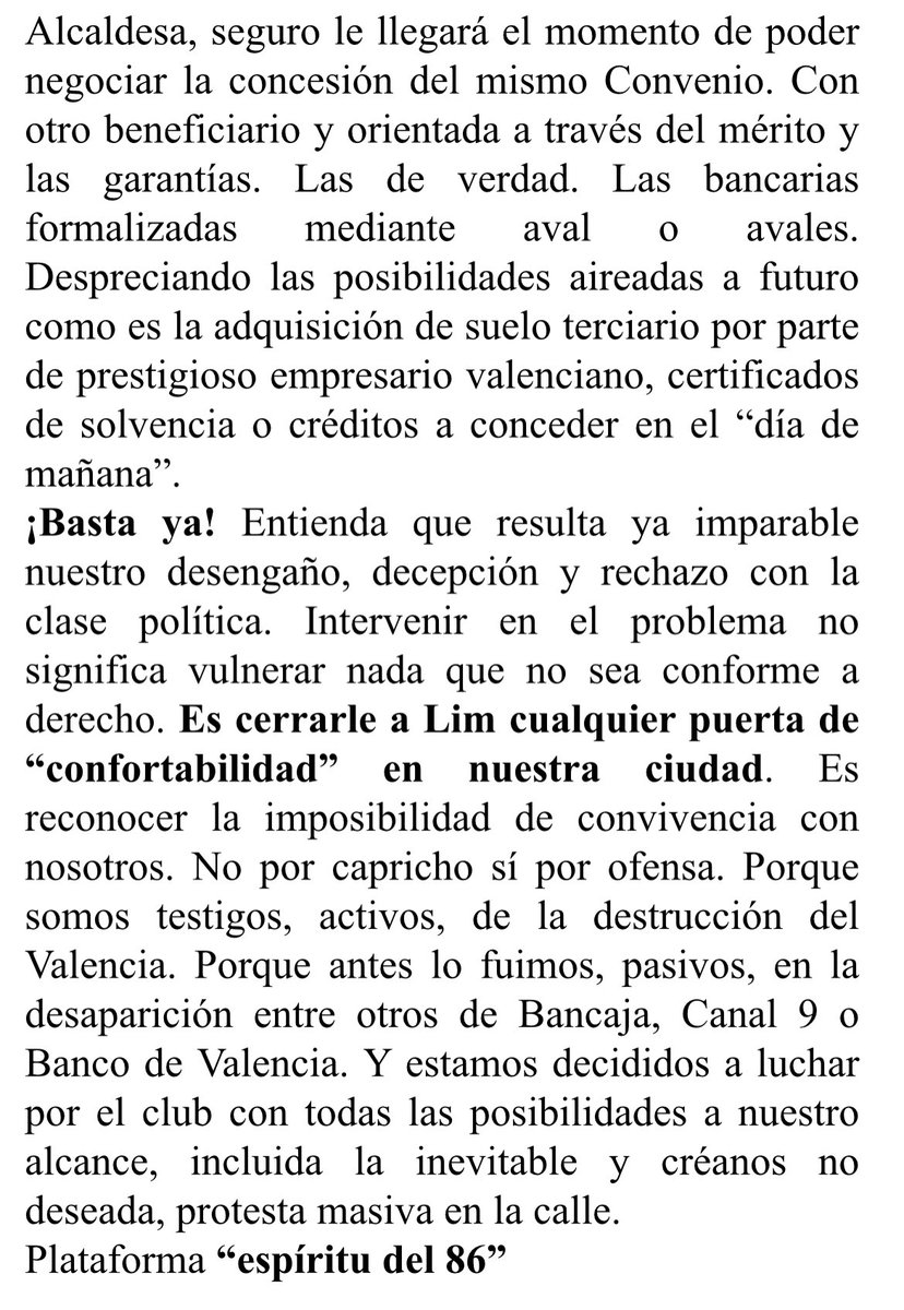 espiritudel86's tweet photo. “María José Catalá, el problema es social”
“El valencianismo puede permitirse dos años más sin el nuevo estadio, pero en ningún caso resistiría dos años más con Lim dentro de su accionariado”
#EspírituDel86 https://t.co/GHd8E0fjqQ