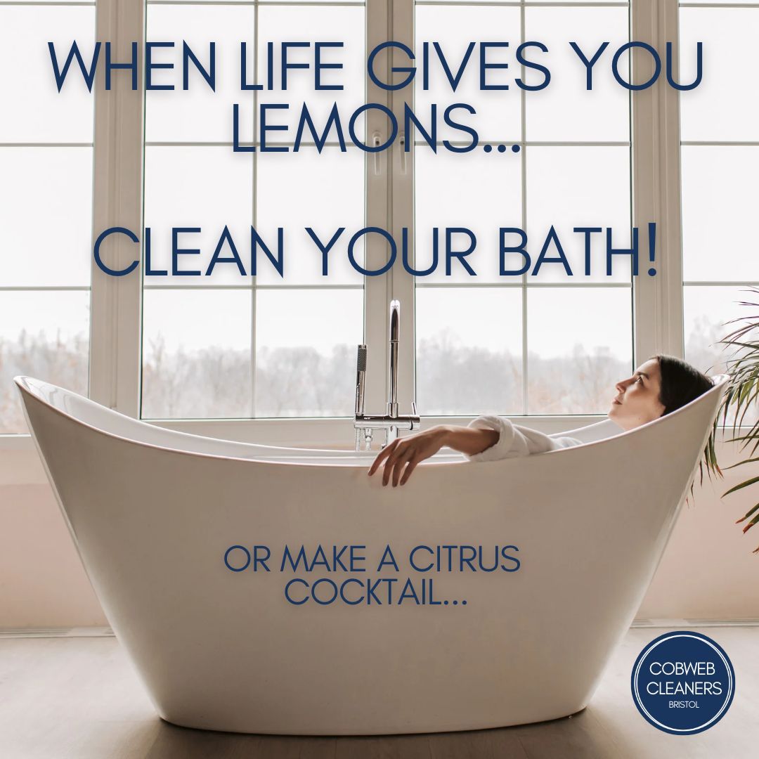 🍋🍋 When life gives you lemons… Clean your bath 🍋🍋

If you’re looking for a top-quality, local cleaning team, please do get in touch. Just send us a DM or emailhello@cobwebcleanersbristol.co.uk

#bristol #bristolsmallbusiness #cleaning #cleaningtips #mrshinch #lifestyle #love